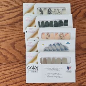 Color Street Nail Strips Set - Black, White, Cream, Blue